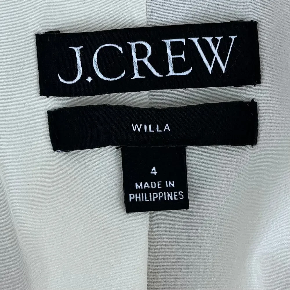 J. Crew Willa Polyester Lined Cream Jacket‎ Blazer Pockets Gold Buttons 4